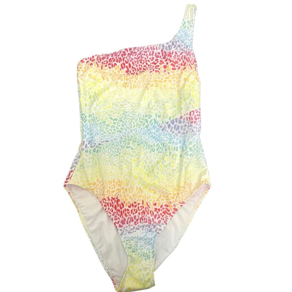 Onia Women's Size‎ Medium One Shoulder Rainbow Animal Print One Piece NWT